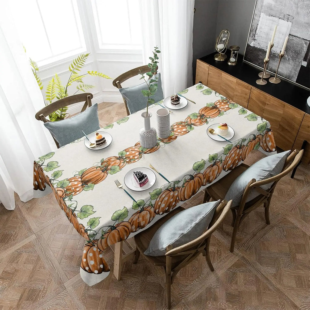 Fall Orange Pumpkin Rectangle Tablecloth