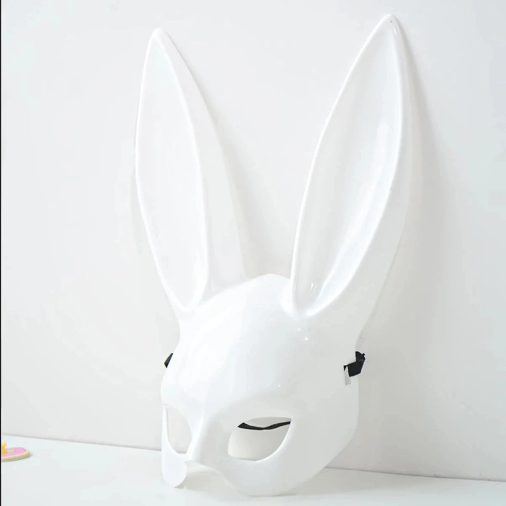 Black White Rabbit Mask Halloween Party Cosplay Long Ears