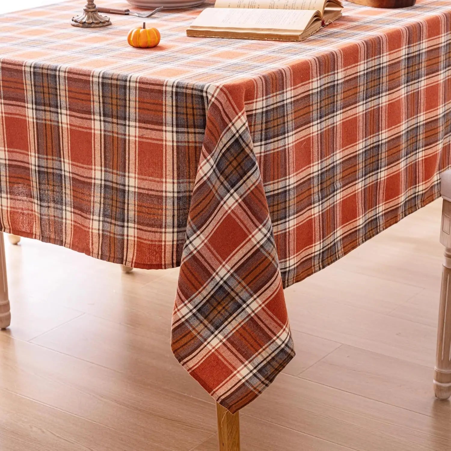 Autumn square checkered rectangular tablecloth