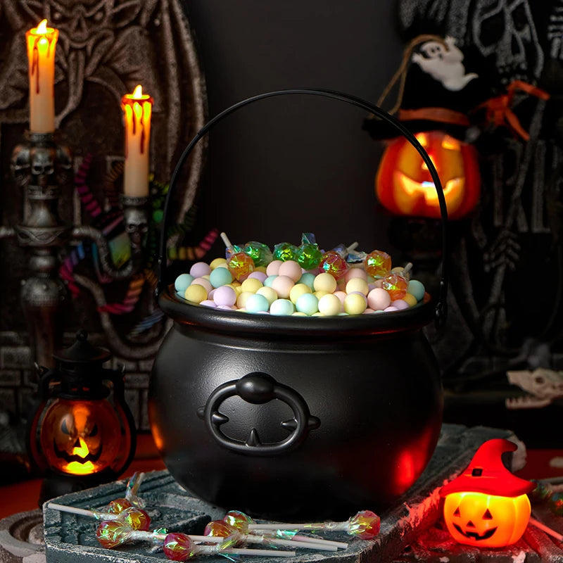 Witch Cauldron Candy Pot Storage Bucket For Halloween Party