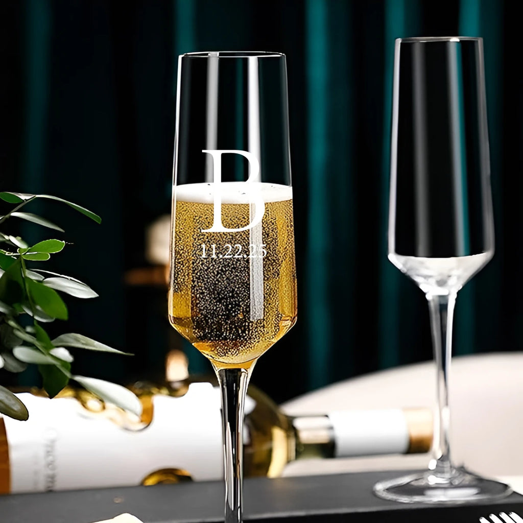 Custom Wedding Champagne Glasses