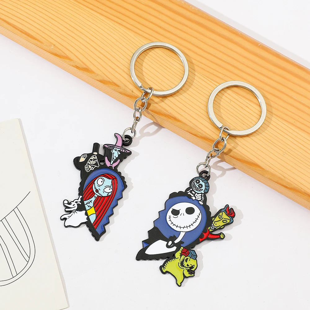 Nightmare Before Christmas Jack And Sally Keychain Pendant