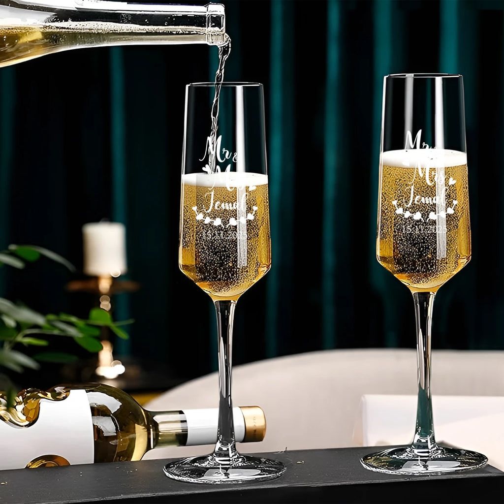 Custom Wedding Champagne Glasses