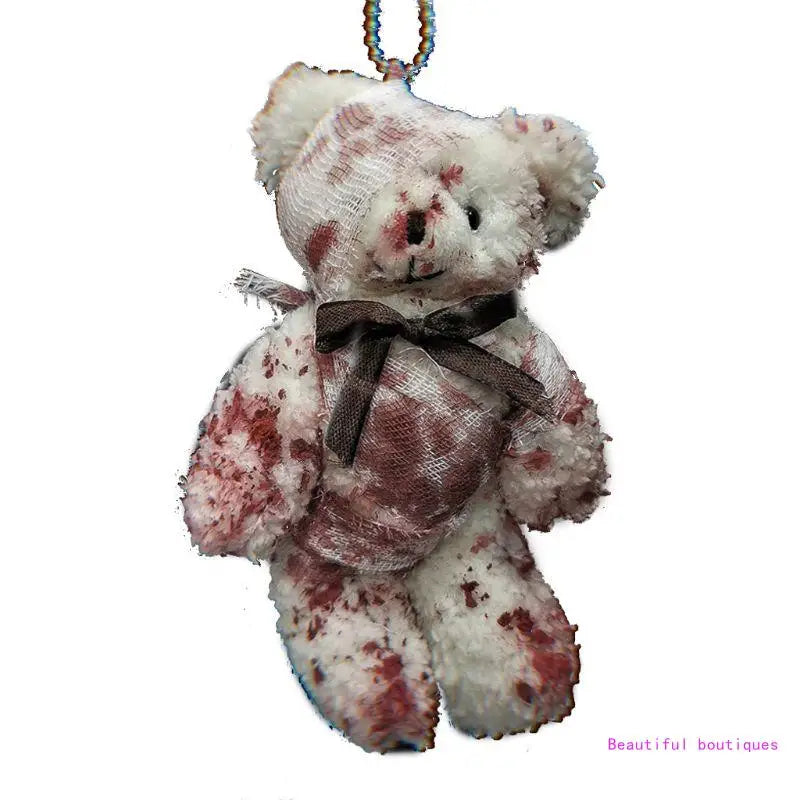 Halloween Bloody Plush Bear Key Ring Keychain Pendant