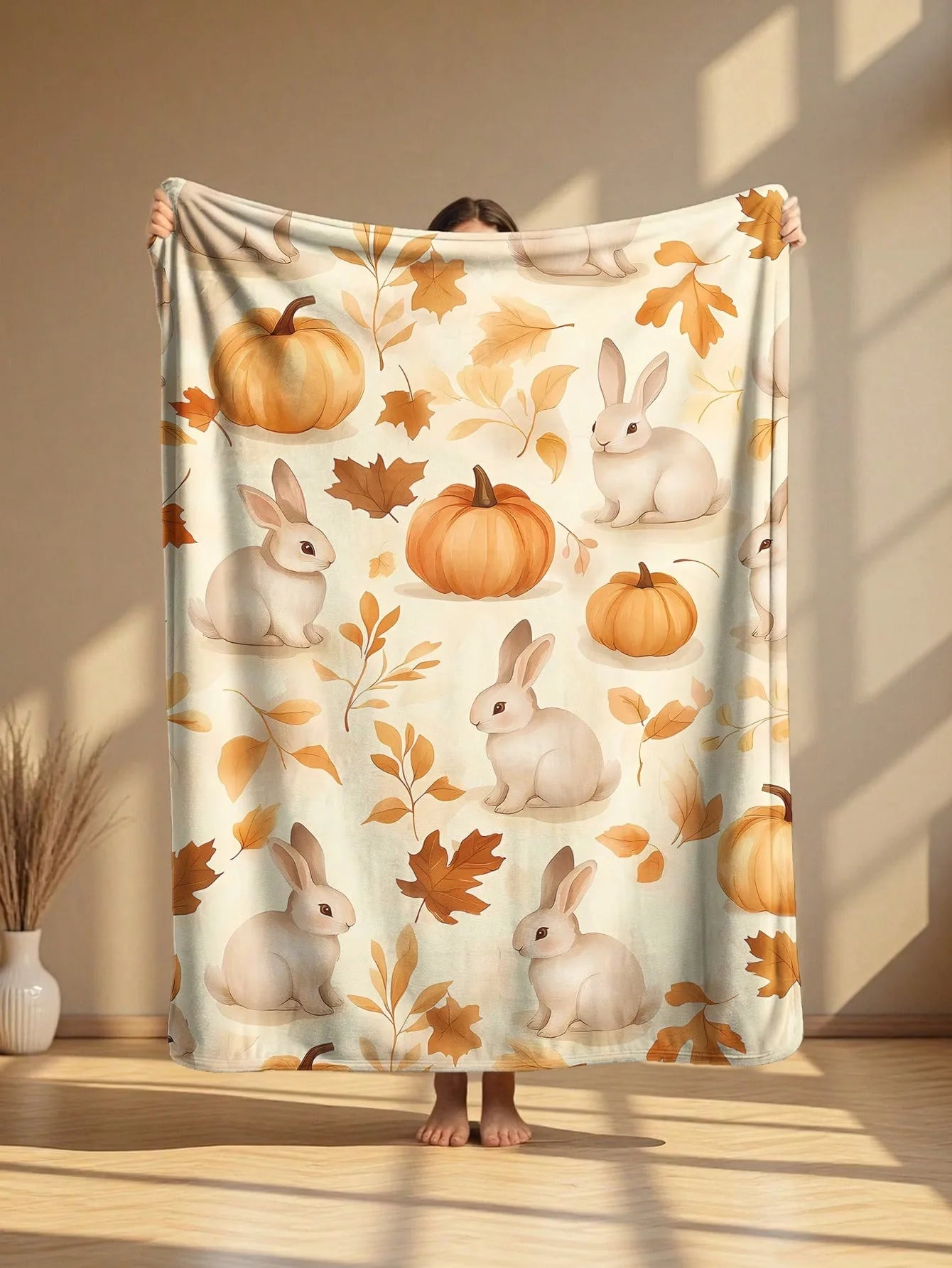 Halloween Pumpkin Cartoon Harvest Print Blanket