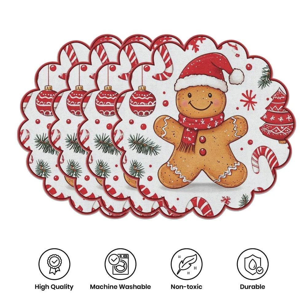 4 Piece Christmas Circular Waves Placemats