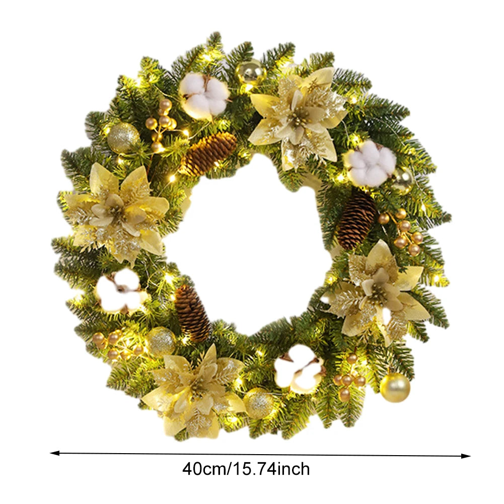 Christmas Wreath with Lights Vintage Farm