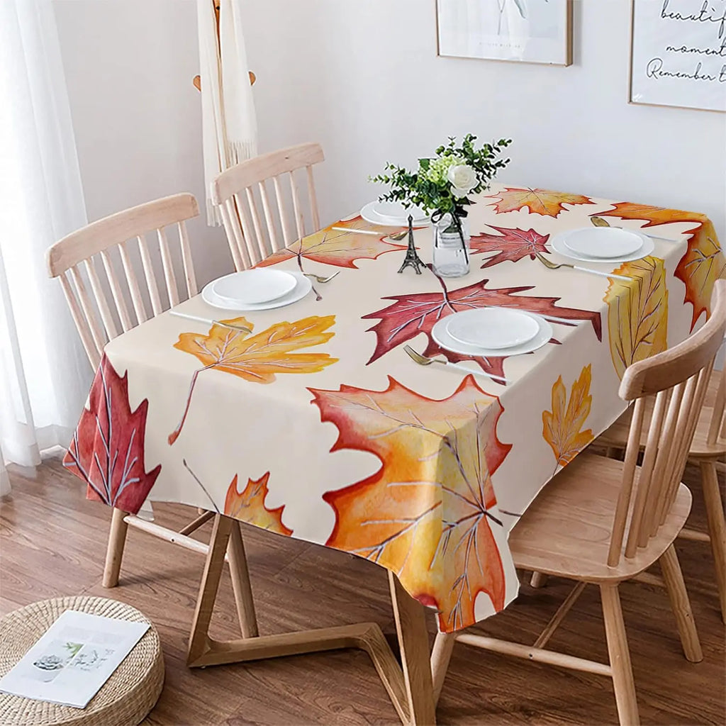 Fall Thanksgiving Maple Leaf Waterproof Tablecloth