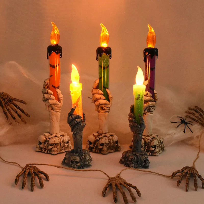 Halloween LED Skeleton Ghost Hands Candles Decoration Prop
