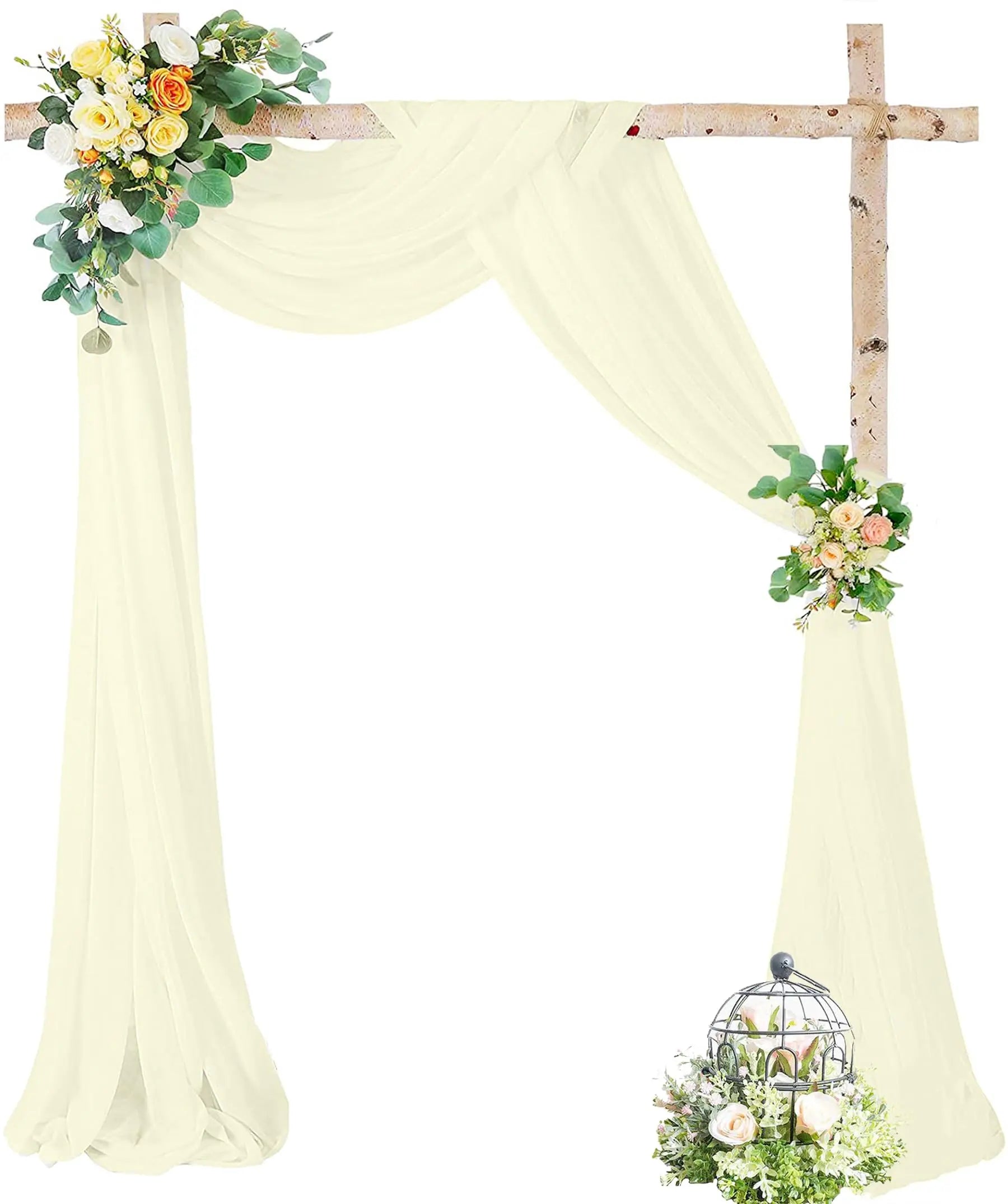 Chiffon Champagne Beige Wedding Arch Draping