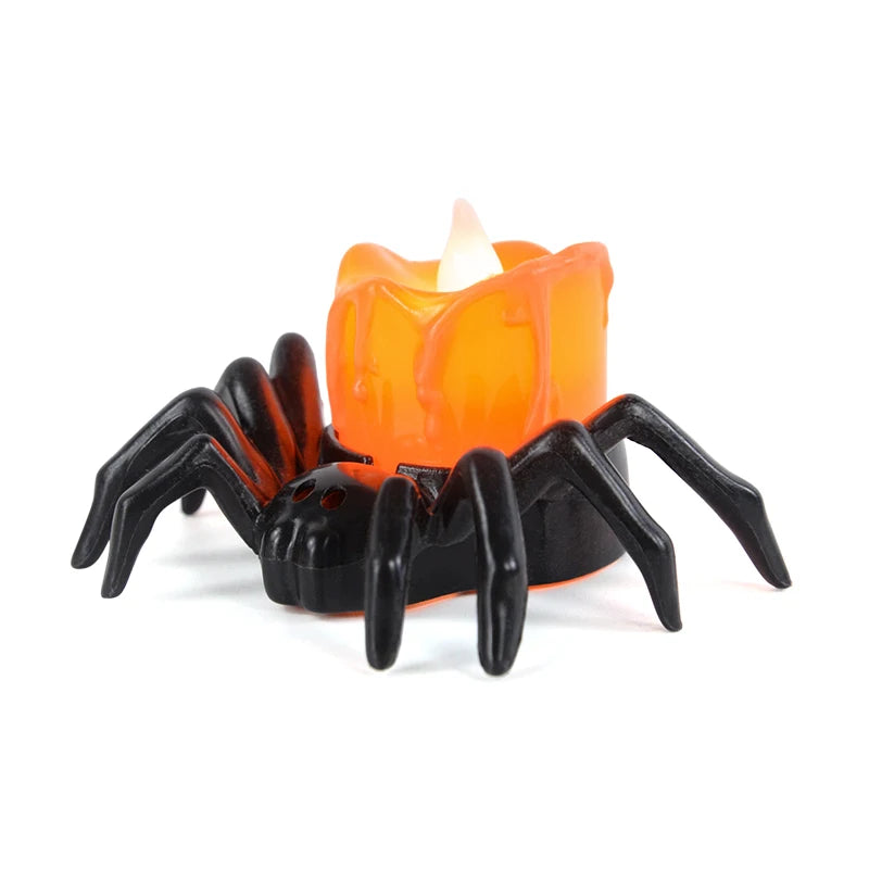 Halloween LED Candle Light Plastic Spider Pumpkin Lamp