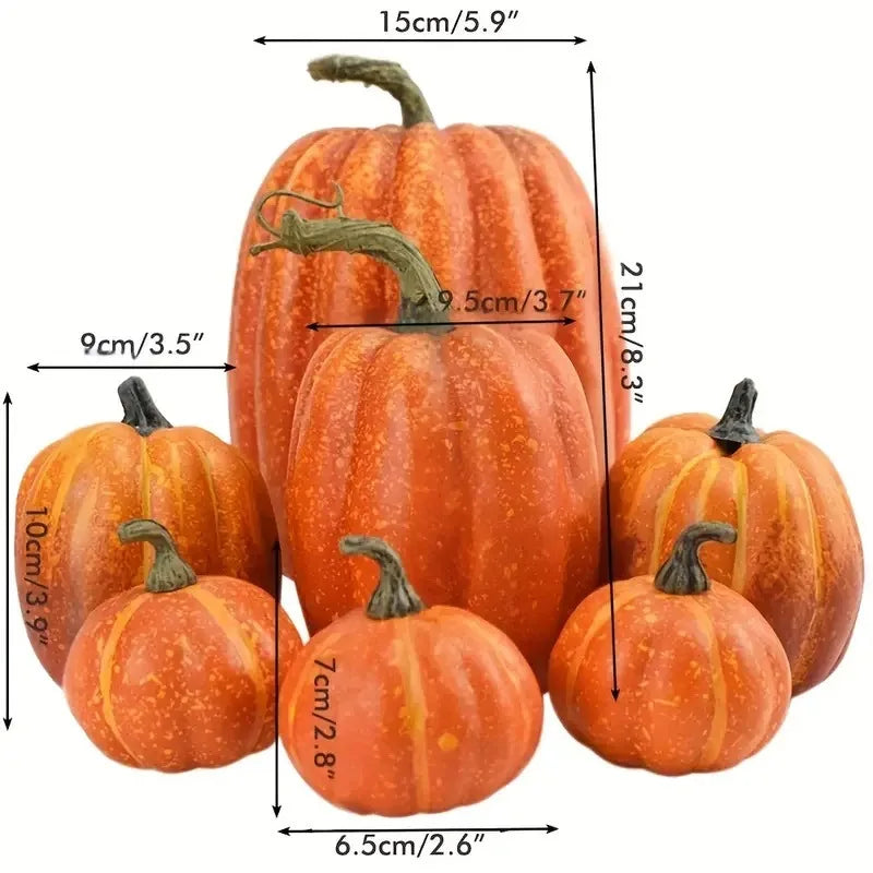 7 Pcs Pumpkin Decor Outdoor Orange Foam Plastic Halloween