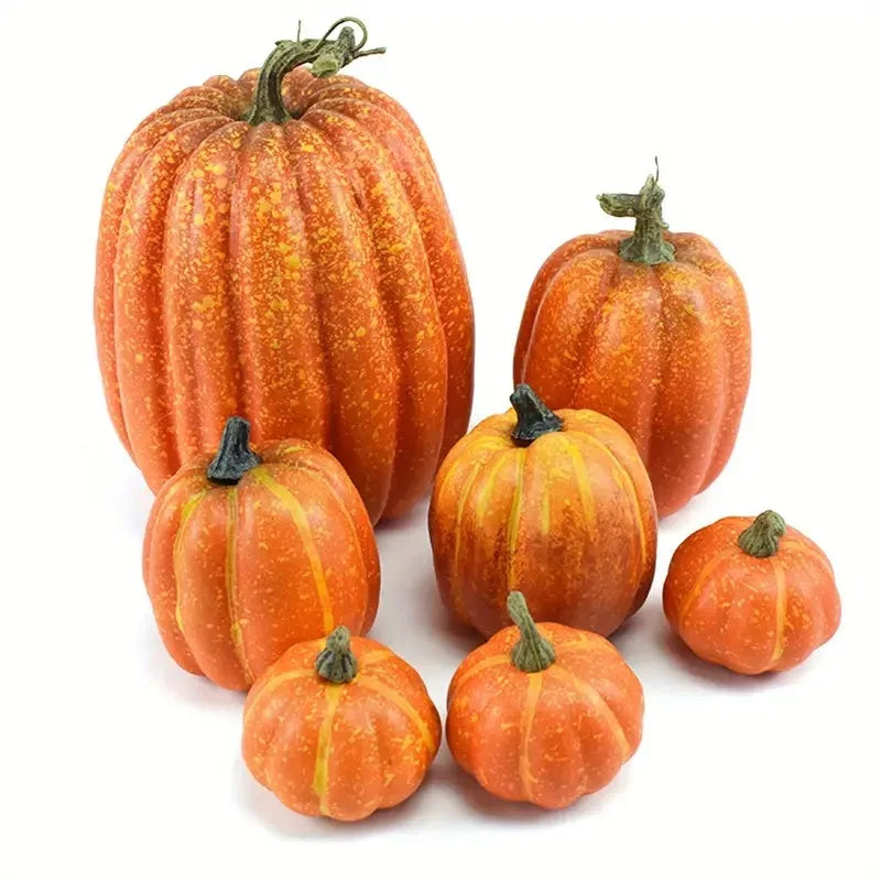 7 Pcs Pumpkin Decor Outdoor Orange Foam Plastic Halloween