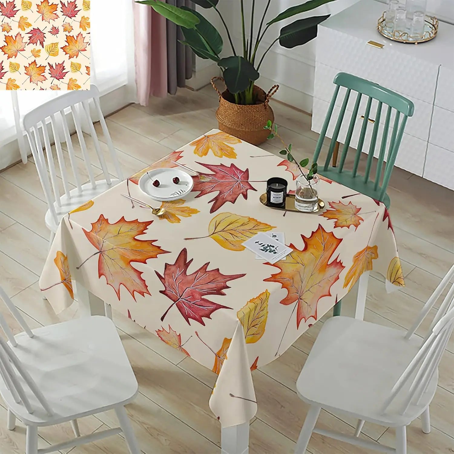 Fall Thanksgiving Maple Leaf Waterproof Tablecloth