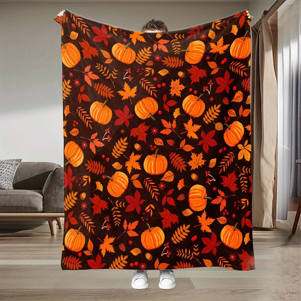 Fall Pumpkin Spice Throw Blanket