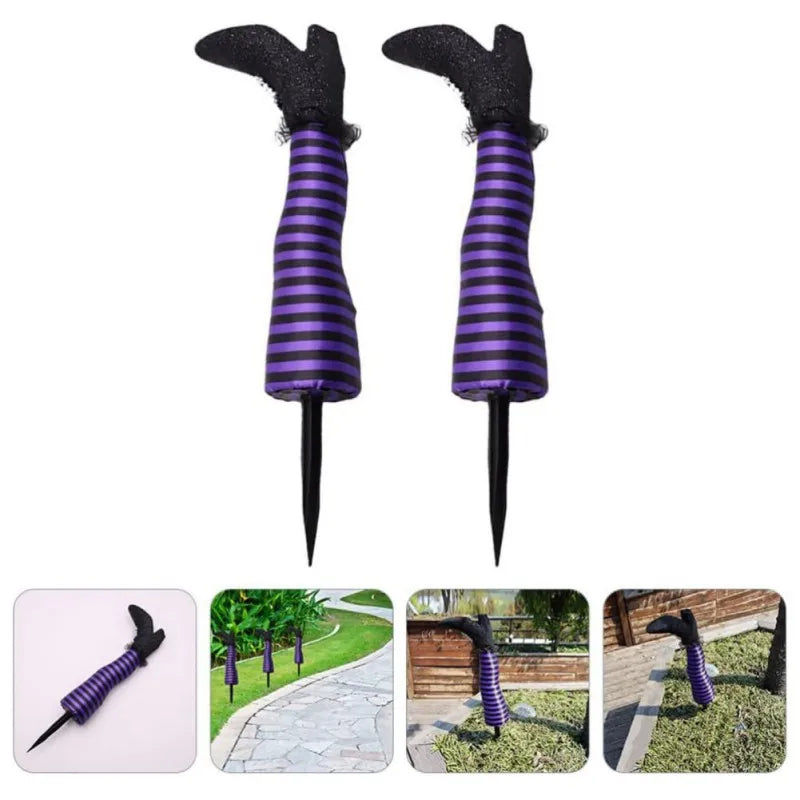 Halloween Witch Legs Decor 2 Pack Upside Down Boot Stakes