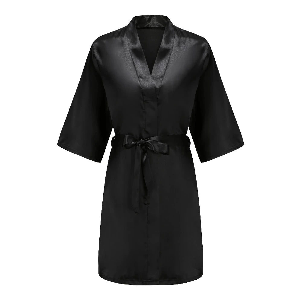 Black Women Silky Satin Robe