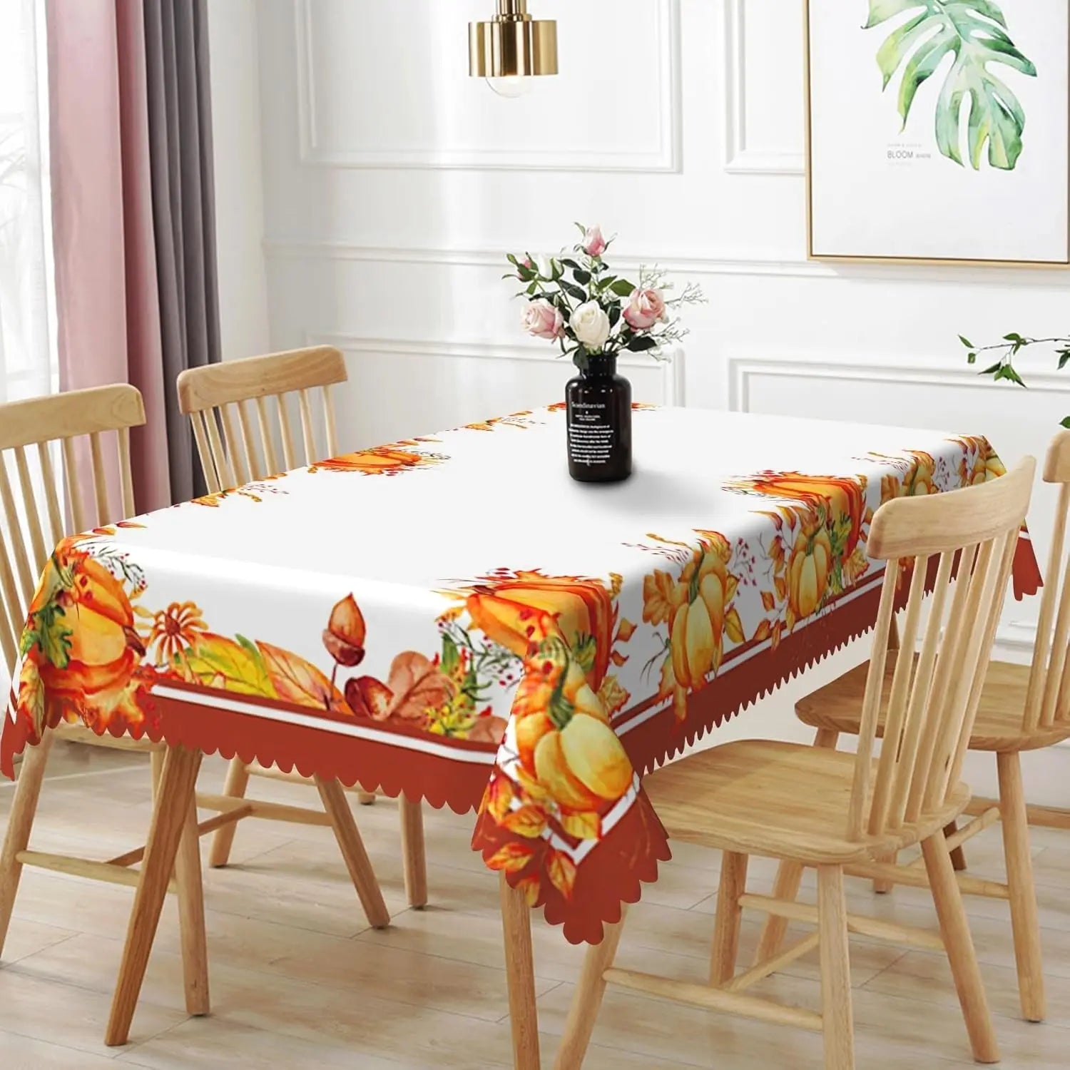 Fall Orange Pumpkin Tablecloth
