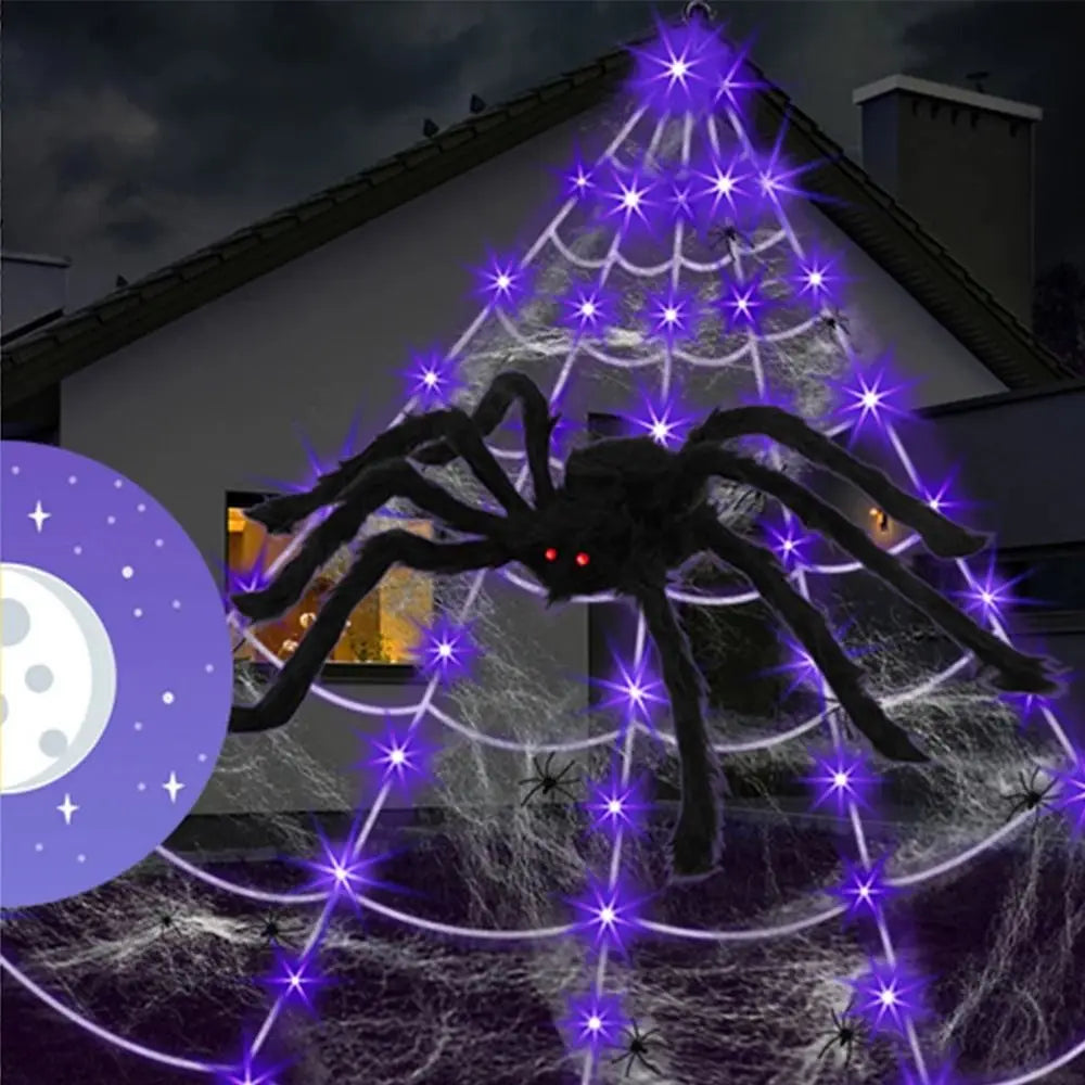 Halloween Spider Lights 8 Modes Waterproof LED Net Triangle