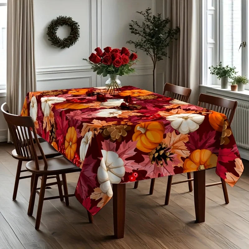 Autumn Thanksgiving Pumpkins Waterproof Tablecloth