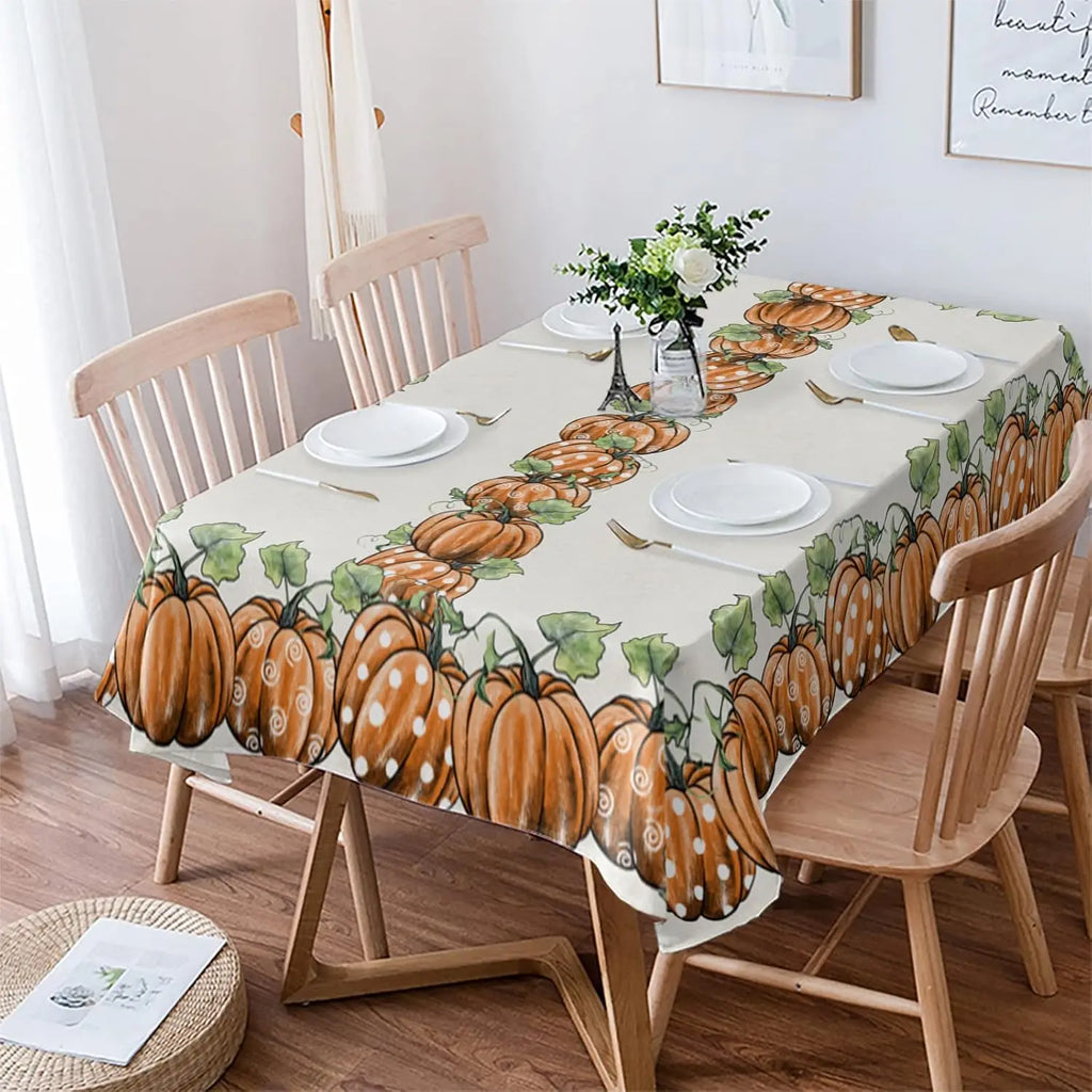 Fall Orange Pumpkin Rectangle Tablecloth
