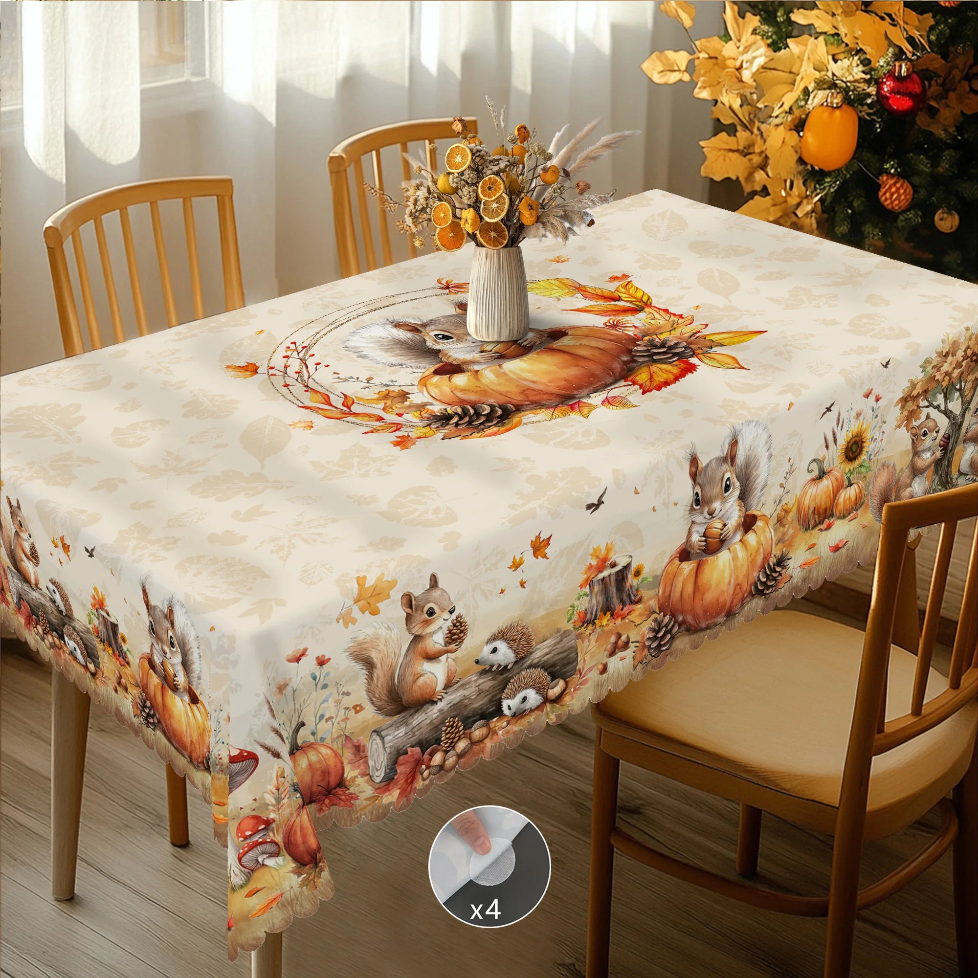 1 Piece of Autum Thanksgiving Themed Printed Tablecloth