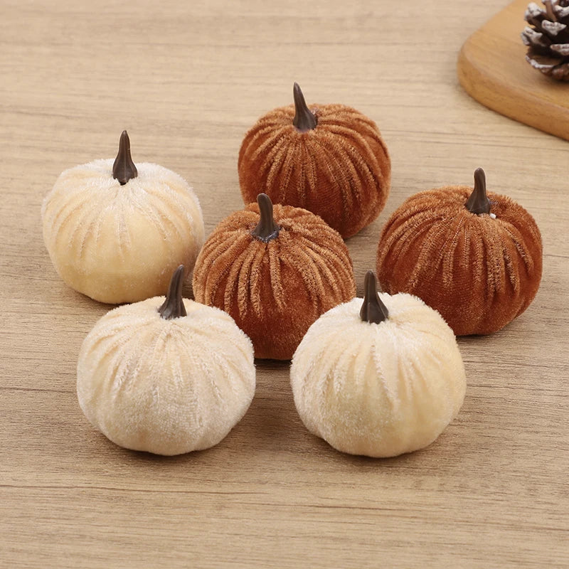 Artificial Flannel Pumpkins 8 or 12 Pieces for Autumn Decor