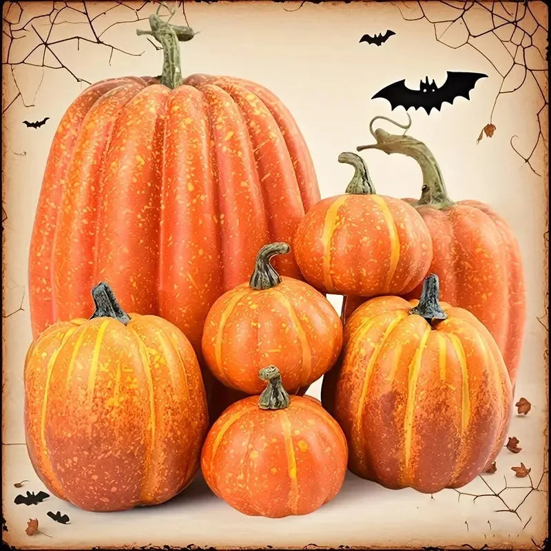 7 Pcs Pumpkin Decor Outdoor Orange Foam Plastic Halloween