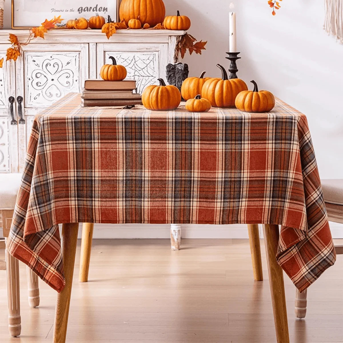 Autumn square checkered rectangular tablecloth