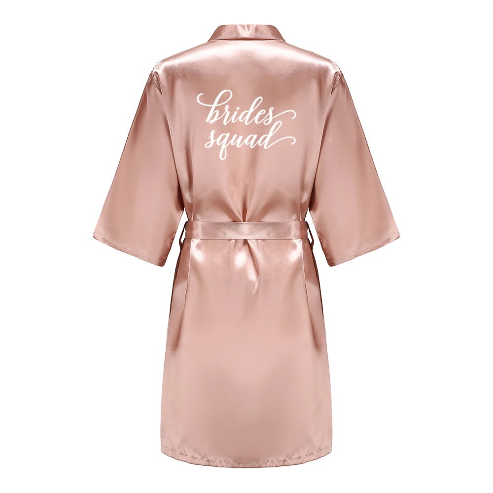 Rose Gold Satin Team Bride Robe