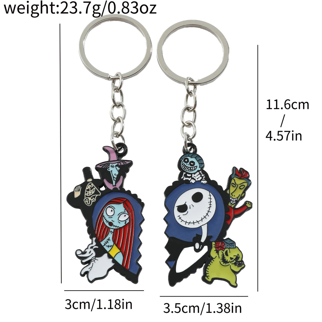Nightmare Before Christmas Jack And Sally Keychain Pendant