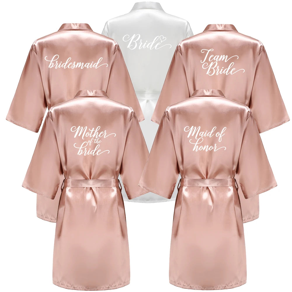 Rose Gold Satin Team Bride Robe