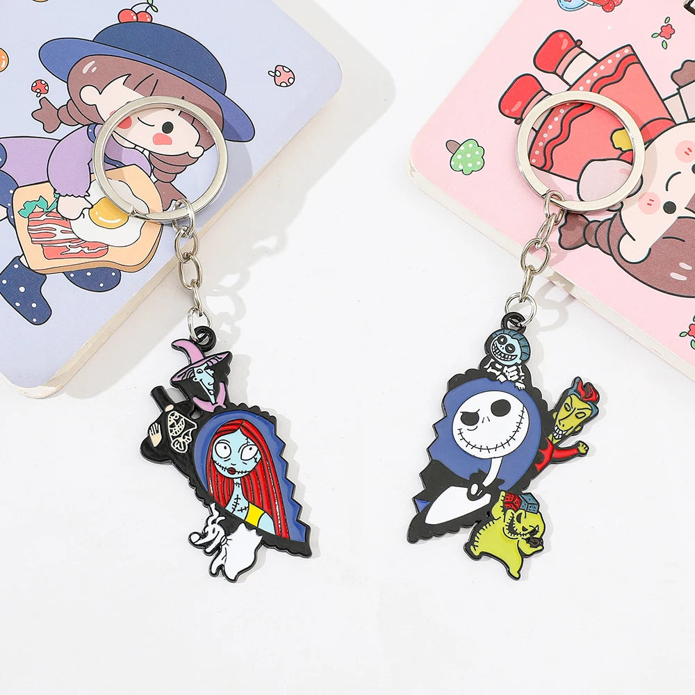 Nightmare Before Christmas Jack And Sally Keychain Pendant