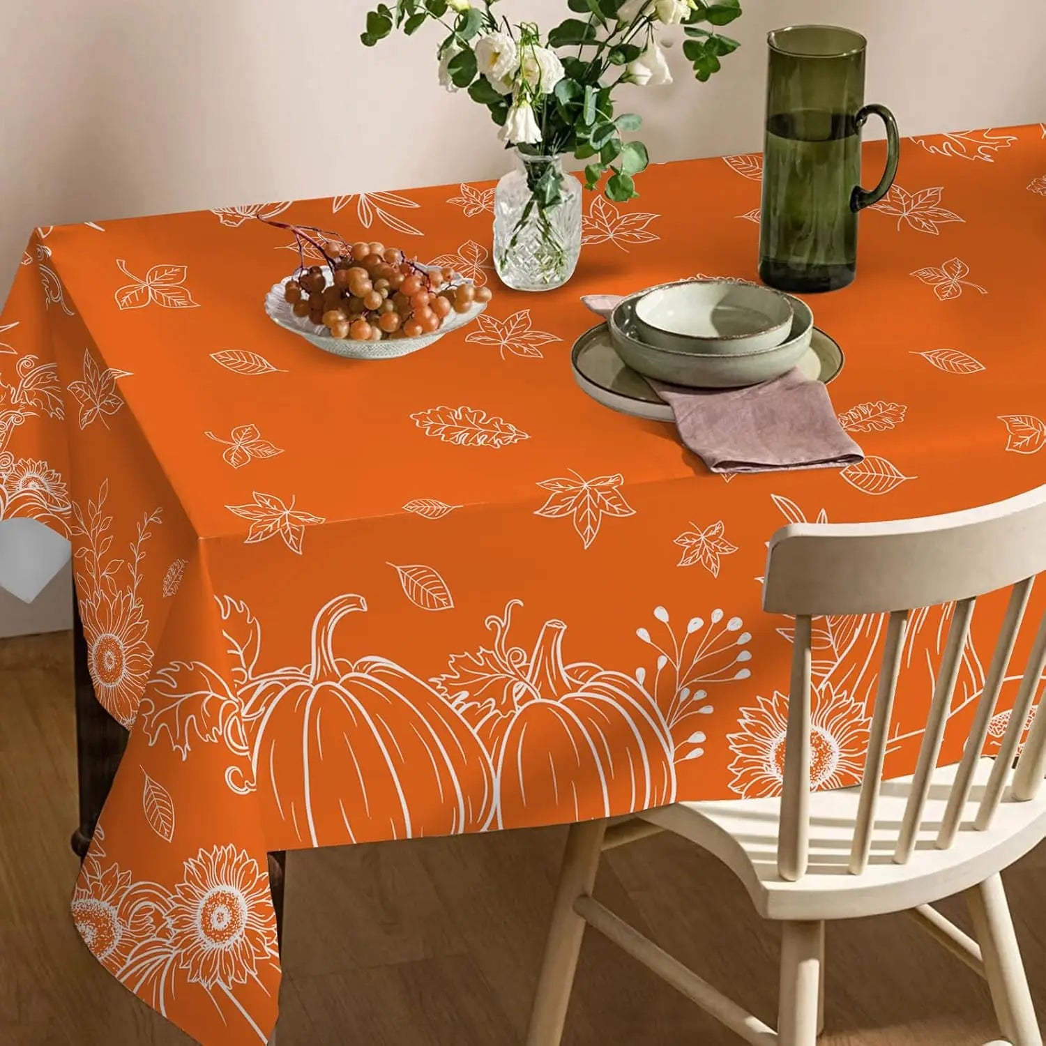 Fall Orange Pumpkins Rectangle Tablecloth