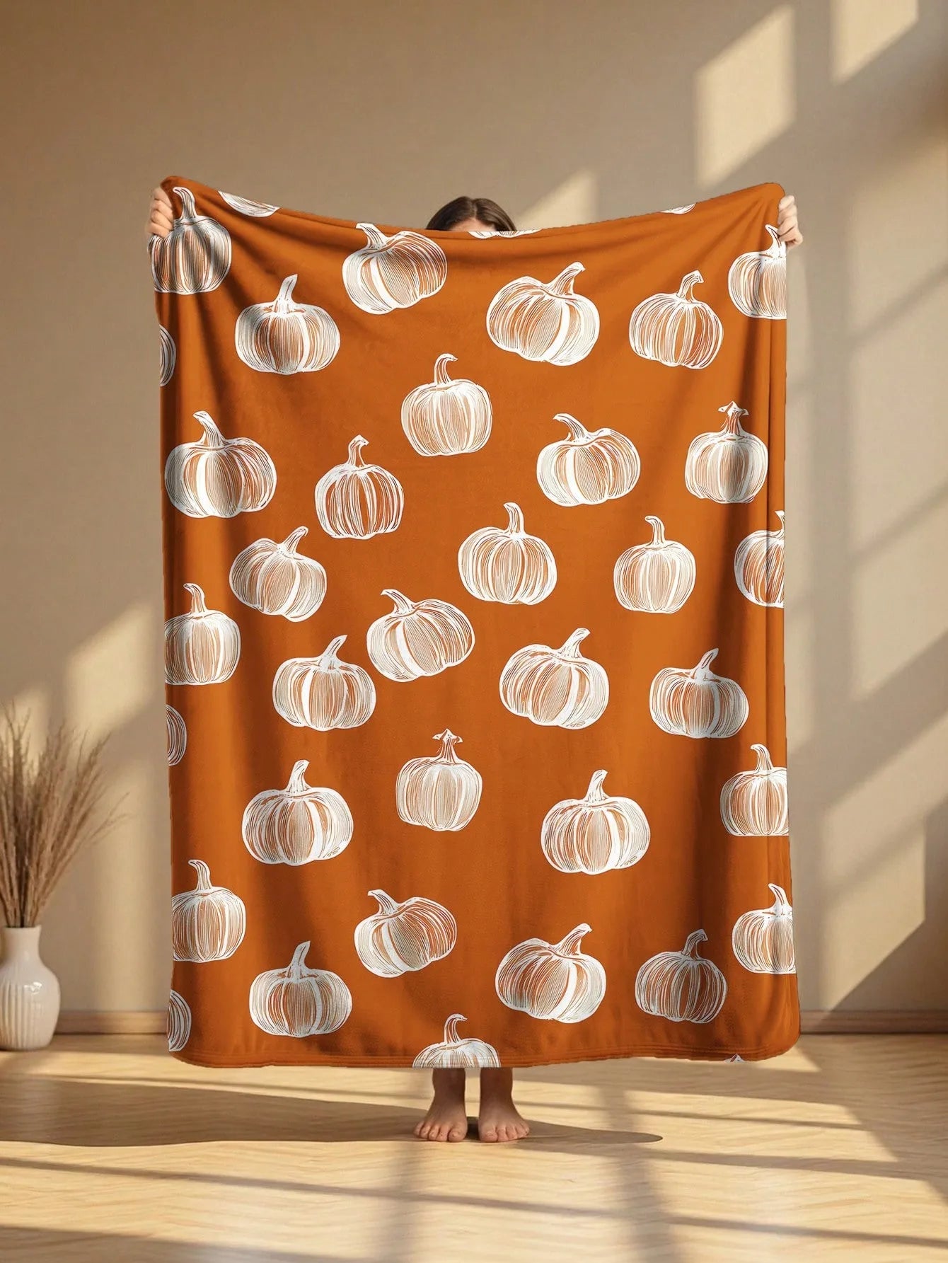 Halloween Pumpkin Cartoon Harvest Print Blanket