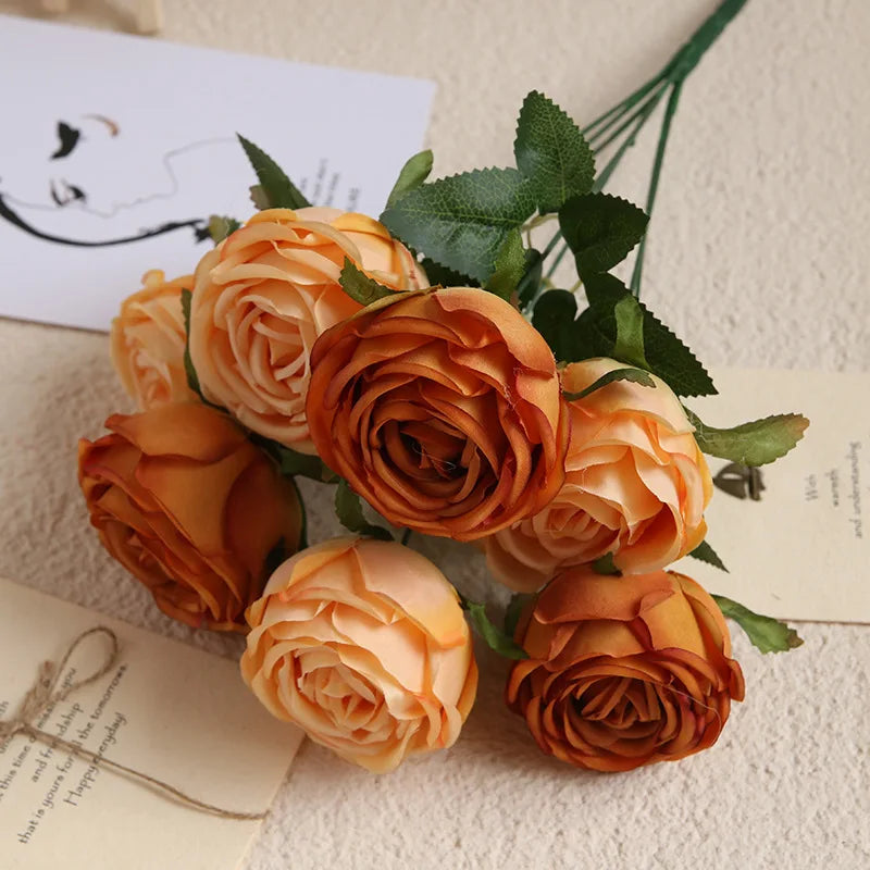 Silk Artificial Rose Caramel Flowers